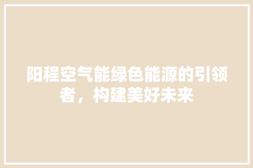 阳程空气能绿色能源的引领者，构建美好未来 厨房维修