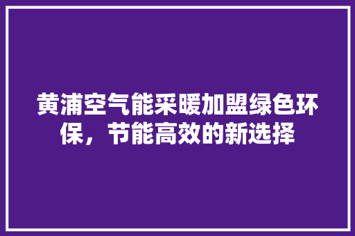 黄浦空气能采暖加盟绿色环保，节能高效的新选择 汽车维修