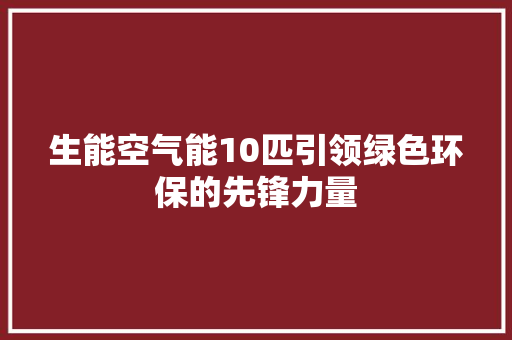 生能空气能10匹引领绿色环保的先锋力量