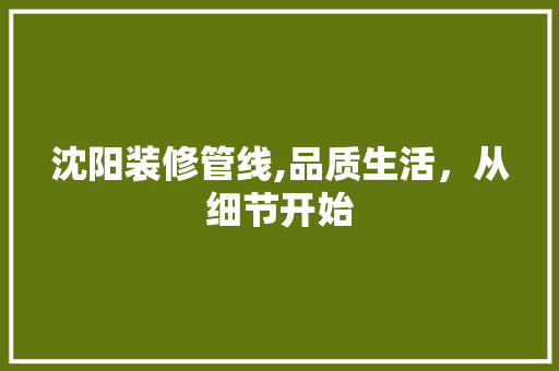 沈阳装修管线,品质生活，从细节开始 沈阳装修管线,品质生活，从细节开始 综合便民