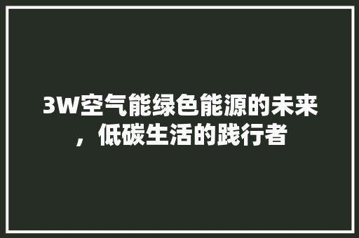 3W空气能绿色能源的未来，低碳生活的践行者