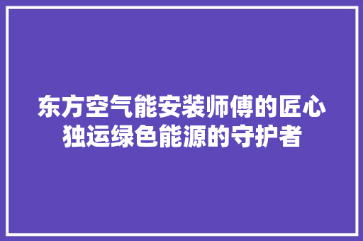 东方空气能安装师傅的匠心独运绿色能源的守护者 厨房维修