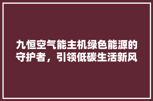 九恒空气能主机绿色能源的守护者，引领低碳生活新风尚