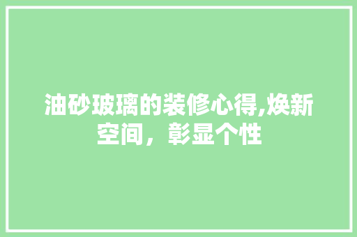 油砂玻璃的装修心得,焕新空间，彰显个性 油砂玻璃的装修心得,焕新空间，彰显个性 厨房维修
