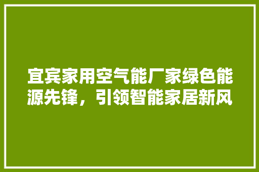 宜宾家用空气能厂家绿色能源先锋，引领智能家居新风尚 厨房维修