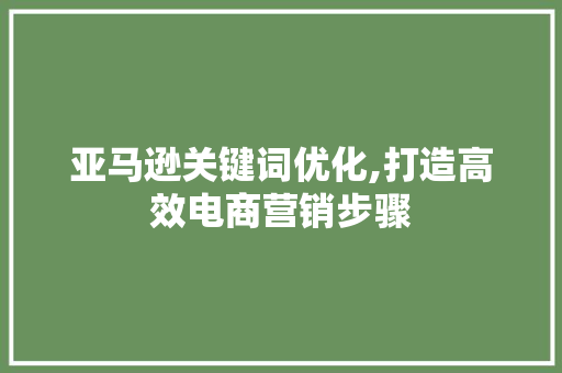 亚马逊关键词优化,打造高效电商营销步骤