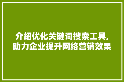 介绍优化关键词搜索工具,助力企业提升网络营销效果