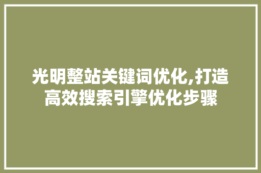 光明整站关键词优化,打造高效搜索引擎优化步骤 墙体维修