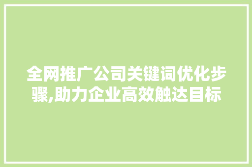 全网推广公司关键词优化步骤,助力企业高效触达目标用户 汽车维修