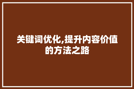 关键词优化,提升内容价值的方法之路 家电维修