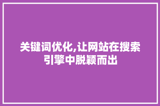 关键词优化,让网站在搜索引擎中脱颖而出 综合便民