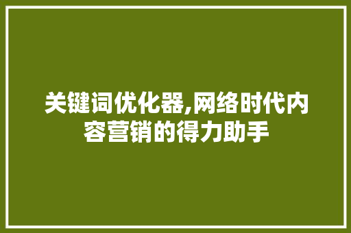关键词优化器,网络时代内容营销的得力助手
