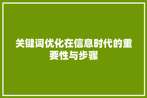 关键词优化在信息时代的重要性与步骤