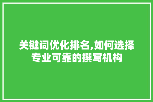 关键词优化排名,如何选择专业可靠的撰写机构