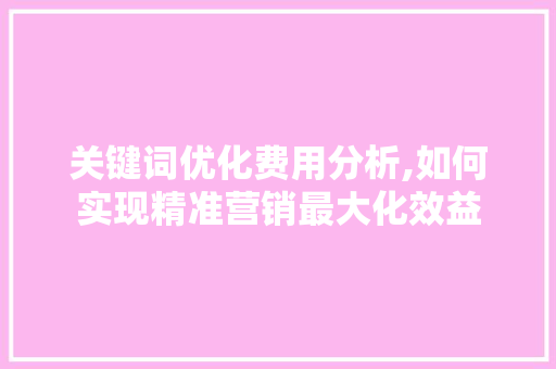 关键词优化费用分析,如何实现精准营销最大化效益 综合便民