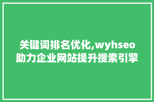 关键词排名优化,wyhseo助力企业网站提升搜索引擎可见度