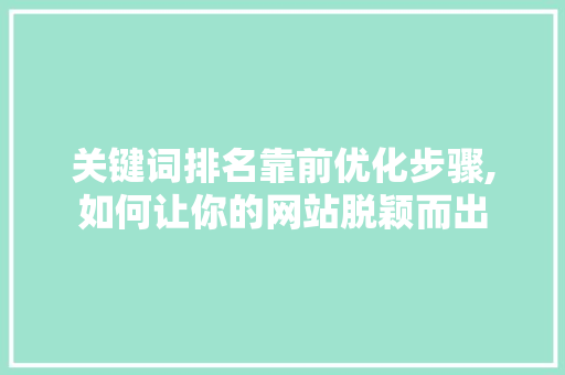 关键词排名靠前优化步骤,如何让你的网站脱颖而出