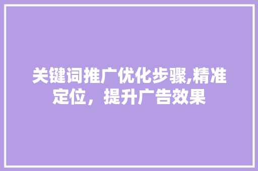 关键词推广优化步骤,精准定位，提升广告效果 厨房维修