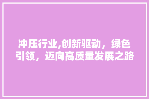 冲压行业,创新驱动，绿色引领，迈向高质量发展之路