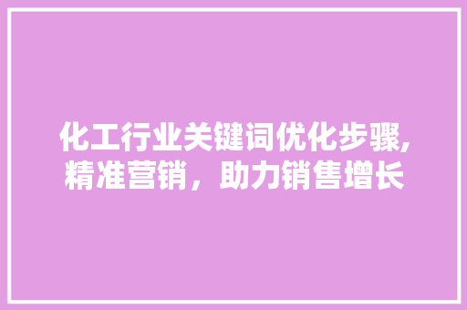 化工行业关键词优化步骤,精准营销，助力销售增长