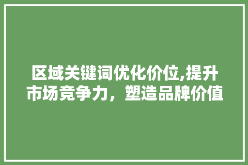 区域关键词优化价位,提升市场竞争力，塑造品牌价值