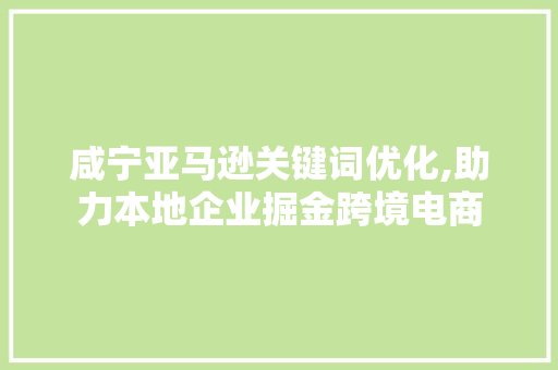 咸宁亚马逊关键词优化,助力本地企业掘金跨境电商