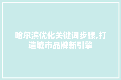 哈尔滨优化关键词步骤,打造城市品牌新引擎