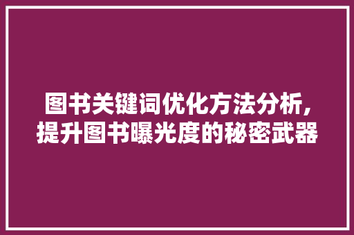 图书关键词优化方法分析,提升图书曝光度的秘密武器