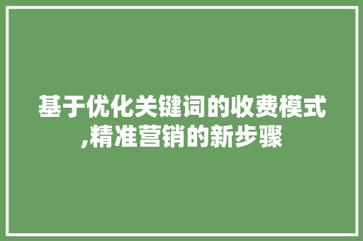 基于优化关键词的收费模式,精准营销的新步骤