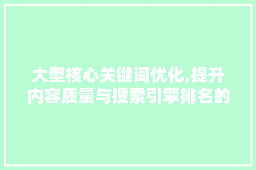 大型核心关键词优化,提升内容质量与搜索引擎排名的方法