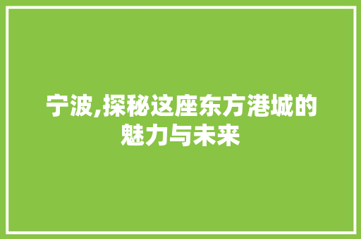 宁波,探秘这座东方港城的魅力与未来 墙体维修