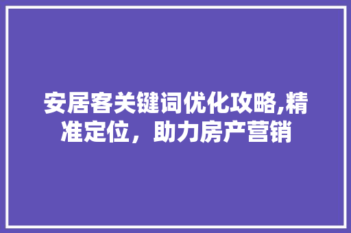 安居客关键词优化攻略,精准定位，助力房产营销