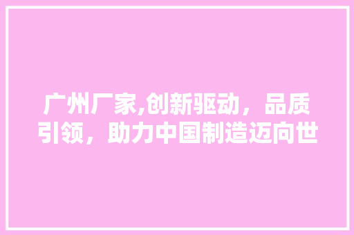 广州厂家,创新驱动，品质引领，助力中国制造迈向世界舞台