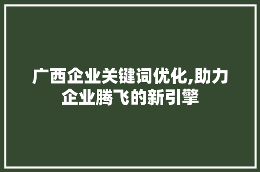 广西企业关键词优化,助力企业腾飞的新引擎