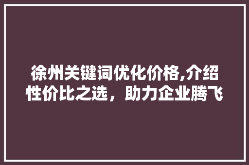 徐州关键词优化价格,介绍性价比之选，助力企业腾飞