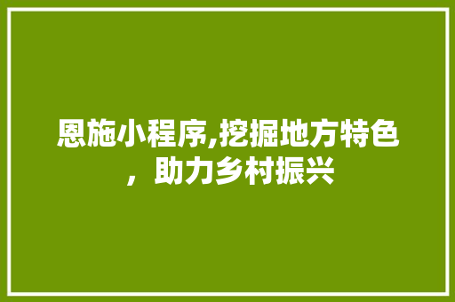 恩施小程序,挖掘地方特色，助力乡村振兴