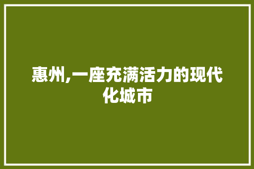 惠州,一座充满活力的现代化城市