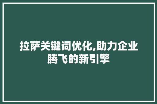 拉萨关键词优化,助力企业腾飞的新引擎