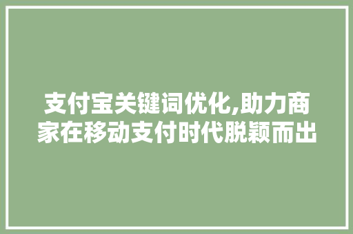 支付宝关键词优化,助力商家在移动支付时代脱颖而出