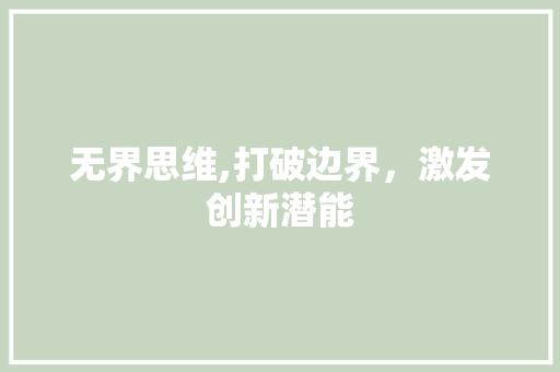 无界思维,打破边界，激发创新潜能