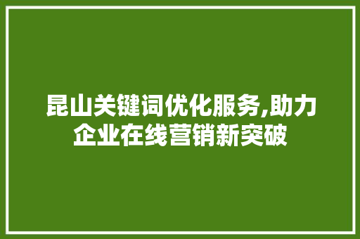 昆山关键词优化服务,助力企业在线营销新突破