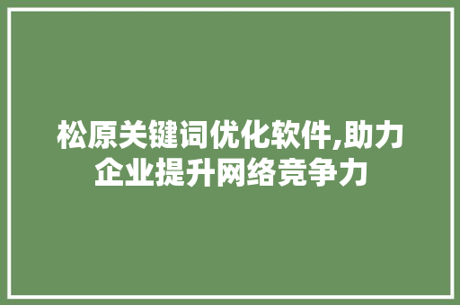 松原关键词优化软件,助力企业提升网络竞争力 汽车维修