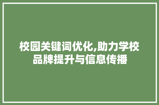 校园关键词优化,助力学校品牌提升与信息传播 墙体维修