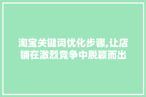 淘宝关键词优化步骤,让店铺在激烈竞争中脱颖而出