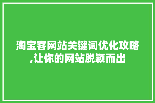 淘宝客网站关键词优化攻略,让你的网站脱颖而出