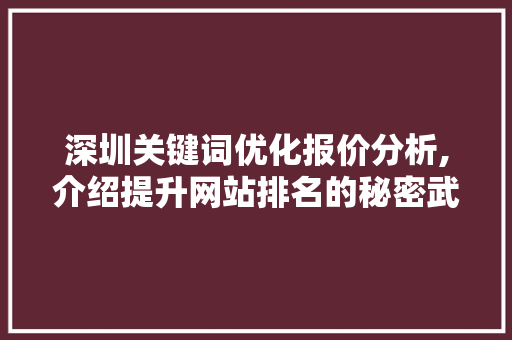 深圳关键词优化报价分析,介绍提升网站排名的秘密武器