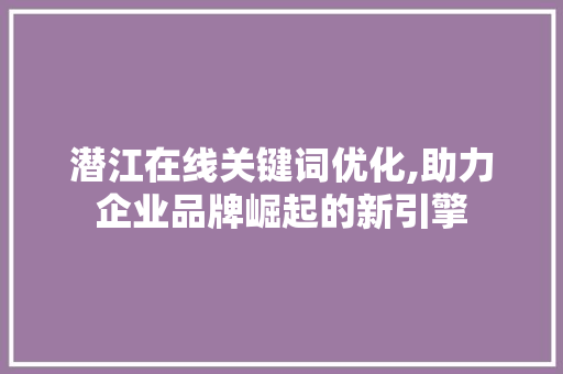 潜江在线关键词优化,助力企业品牌崛起的新引擎