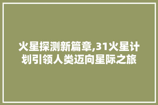 火星探测新篇章,31火星计划引领人类迈向星际之旅