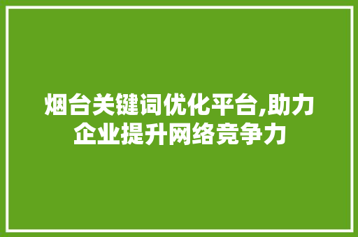 烟台关键词优化平台,助力企业提升网络竞争力