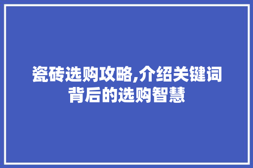 瓷砖选购攻略,介绍关键词背后的选购智慧 汽车维修